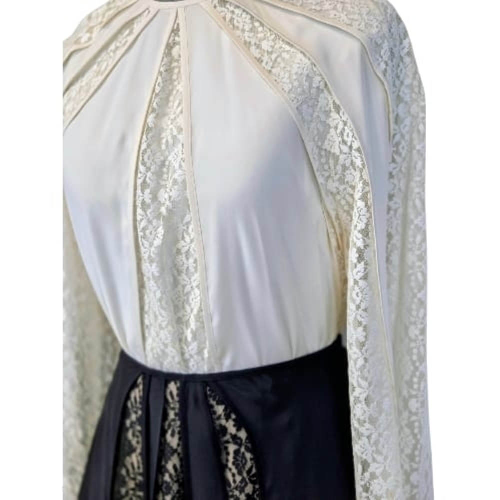 Stella McCartney Lace Cape Sleeve Blouse & Long Skirt Set size L, Ivory & black - Picture 6 of 16